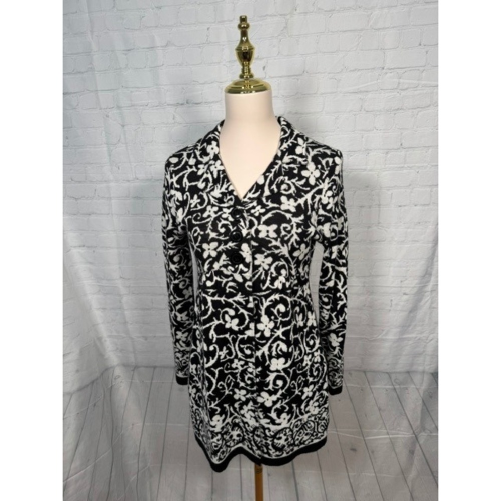 Style & Co Black White Wool Blend Tunic Sweater Women's PM Petite‎